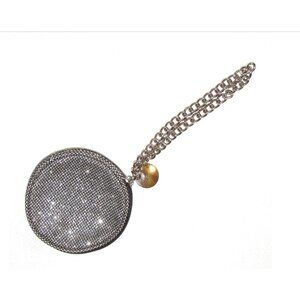 Jazzercise Silver Metallic Designed Wristlet Coin Purse Zipper Closure w/Chain